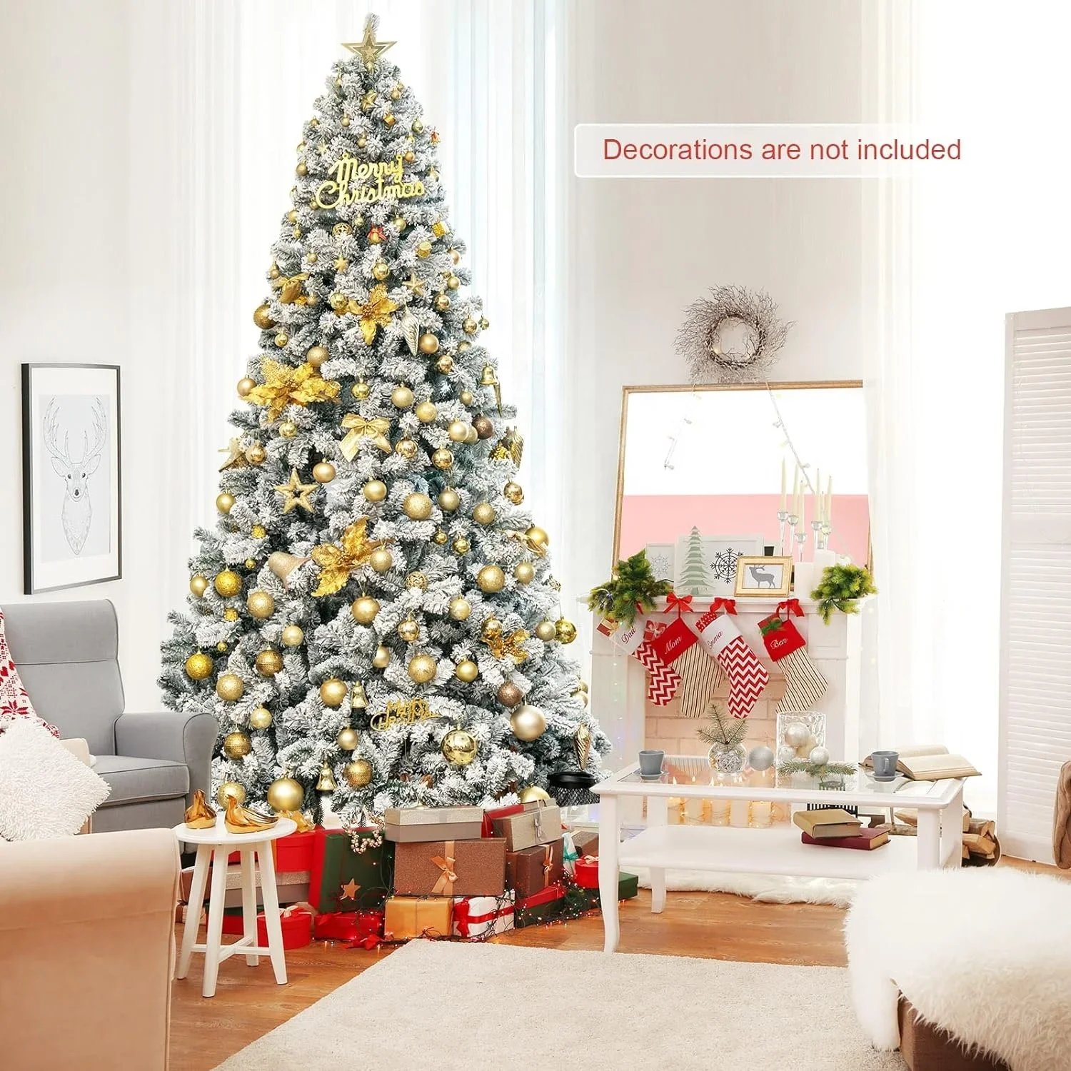 Christmas 2024 Unique Products 9 FT Large White Christmas Tree For Xmas Party Decor