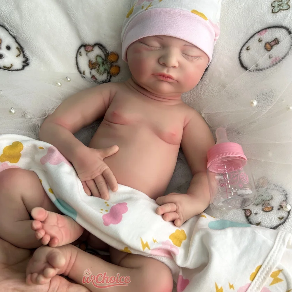 50cm adormecido bebê menina completo macio silicone renascido boneca detalhes realistas ponderado boneca renascimento para colecionadores presente de Natal