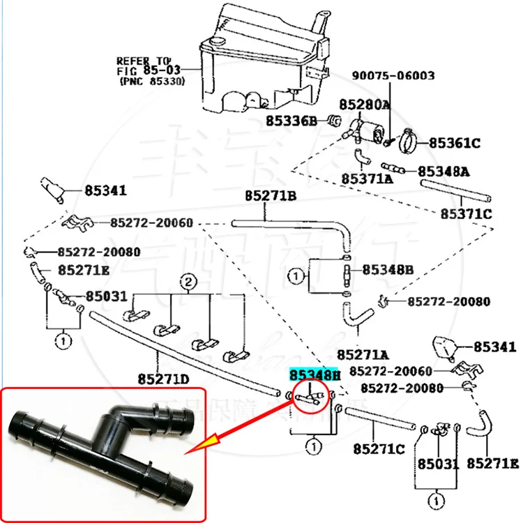 For Toyota Land Cruiser 4500/4700 LC100 Crown RAV4 Headlight Washer Hose Tee Tee Fitting Valve