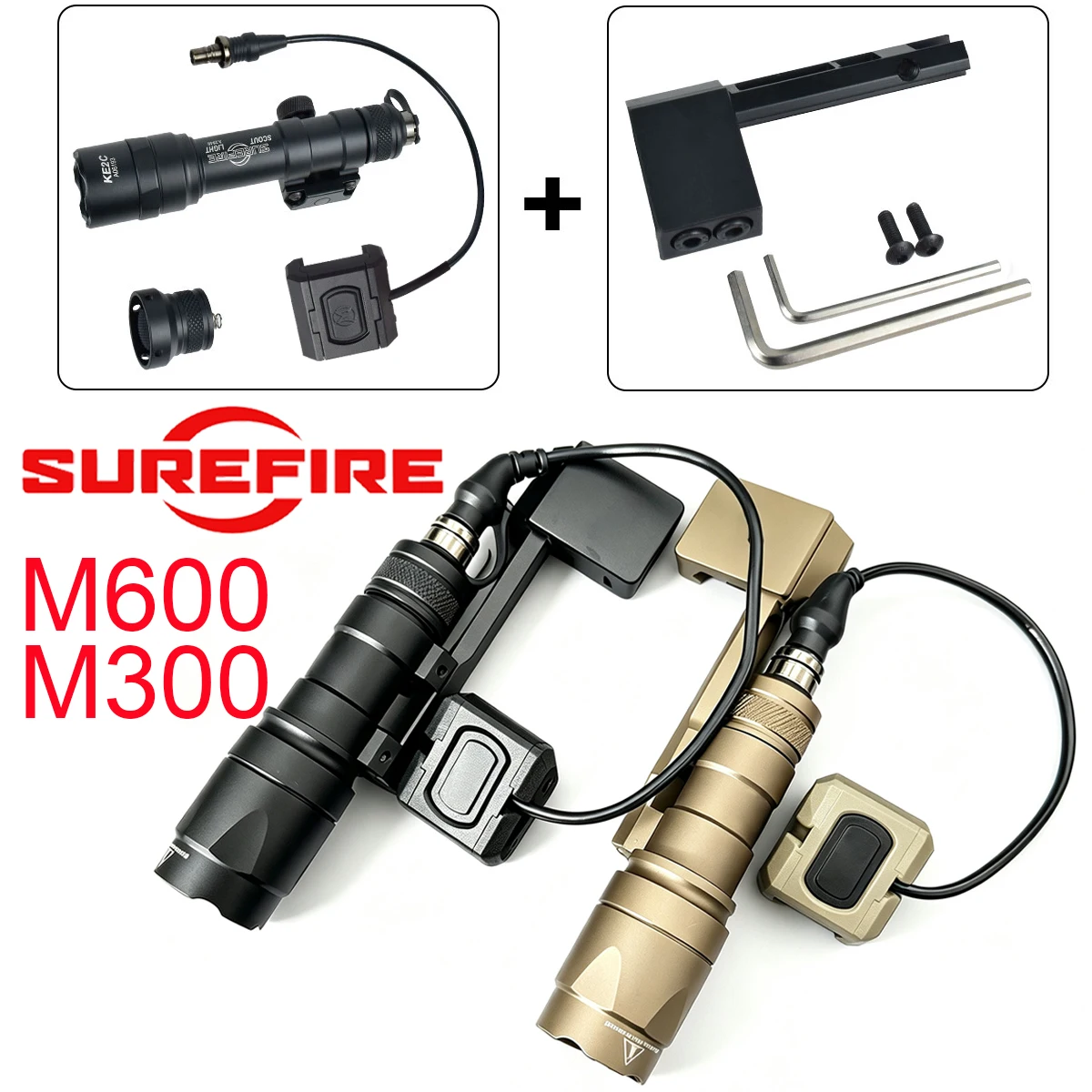 SF M600 M300 Weapons Flashlight Tactical Light Offset Mount Button Pressure Switch 20mm Rail Mlk Keymod Momentary Contstant