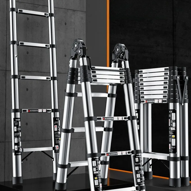 

Бытовые телескопические лестницы из нержавеющей стали, многофункциональные портативные складные лестницы, прочные антикоррозийные лестницы, товары для дома