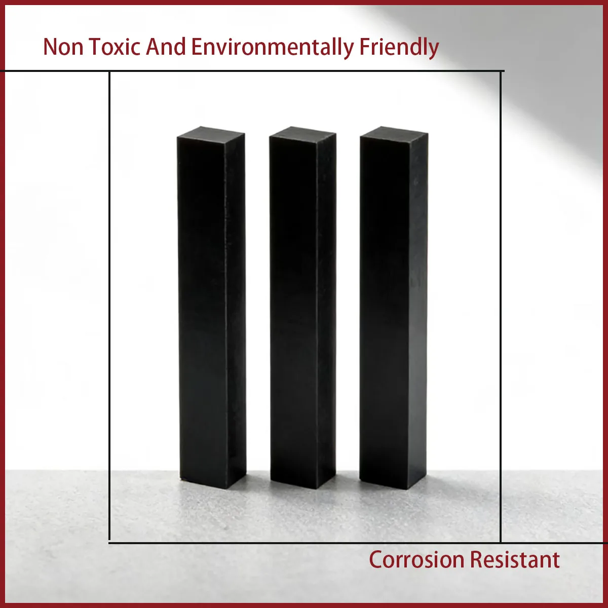 Black Wear-Resistant MC Nylon PA66 Square Bar 3-25mm Thickness Customizable Zero-Cutting Processing