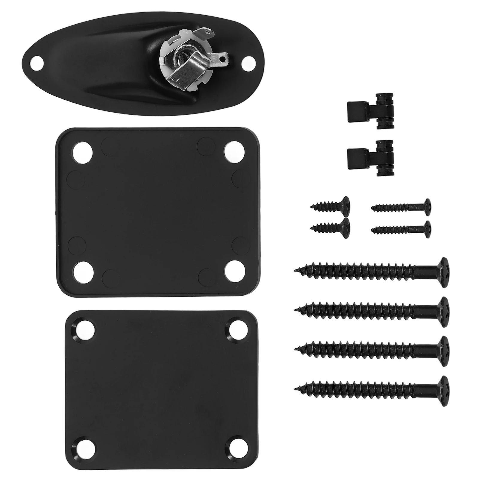 

1 set Electric String Fixture Jack Plates Audio Line Hole Board Black Color for Replacement Guitar Parts Accessories Output