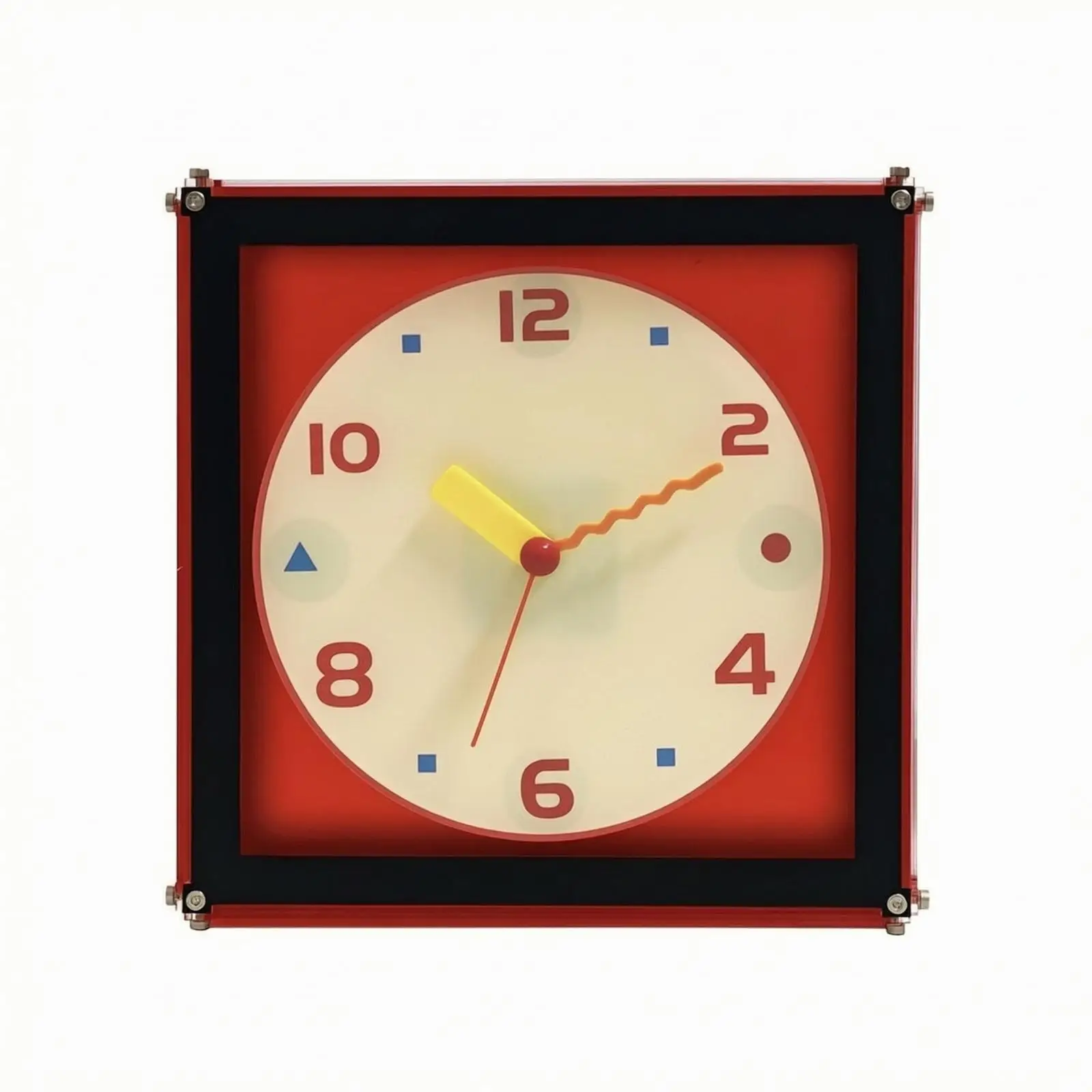 Modern Acrylic Wall Clock Red Frame Silent Square Design for Kitchen Living Room Office Indoor Wall Display