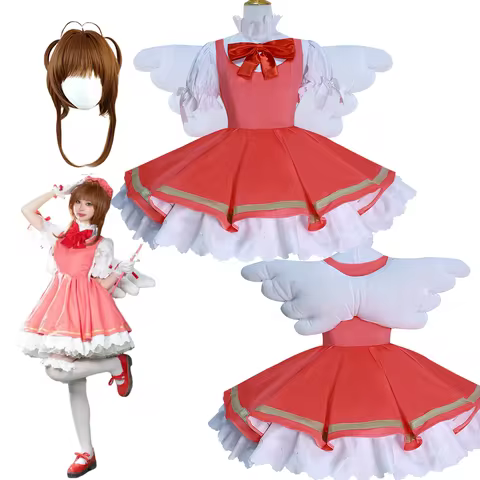 KINOMOTO SAKURA Cosplay Costume Carnival Uniform Wig Anime Halloween Costumes Women Game