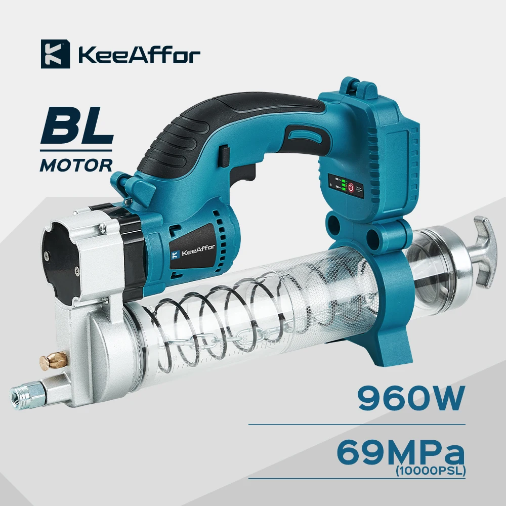 

KEEAFFOR 10000PSL 960W Cordless Brushless Electric Grease Gun High Pressure Car Lubricant Oil Power Tool For Makita 18v Battery