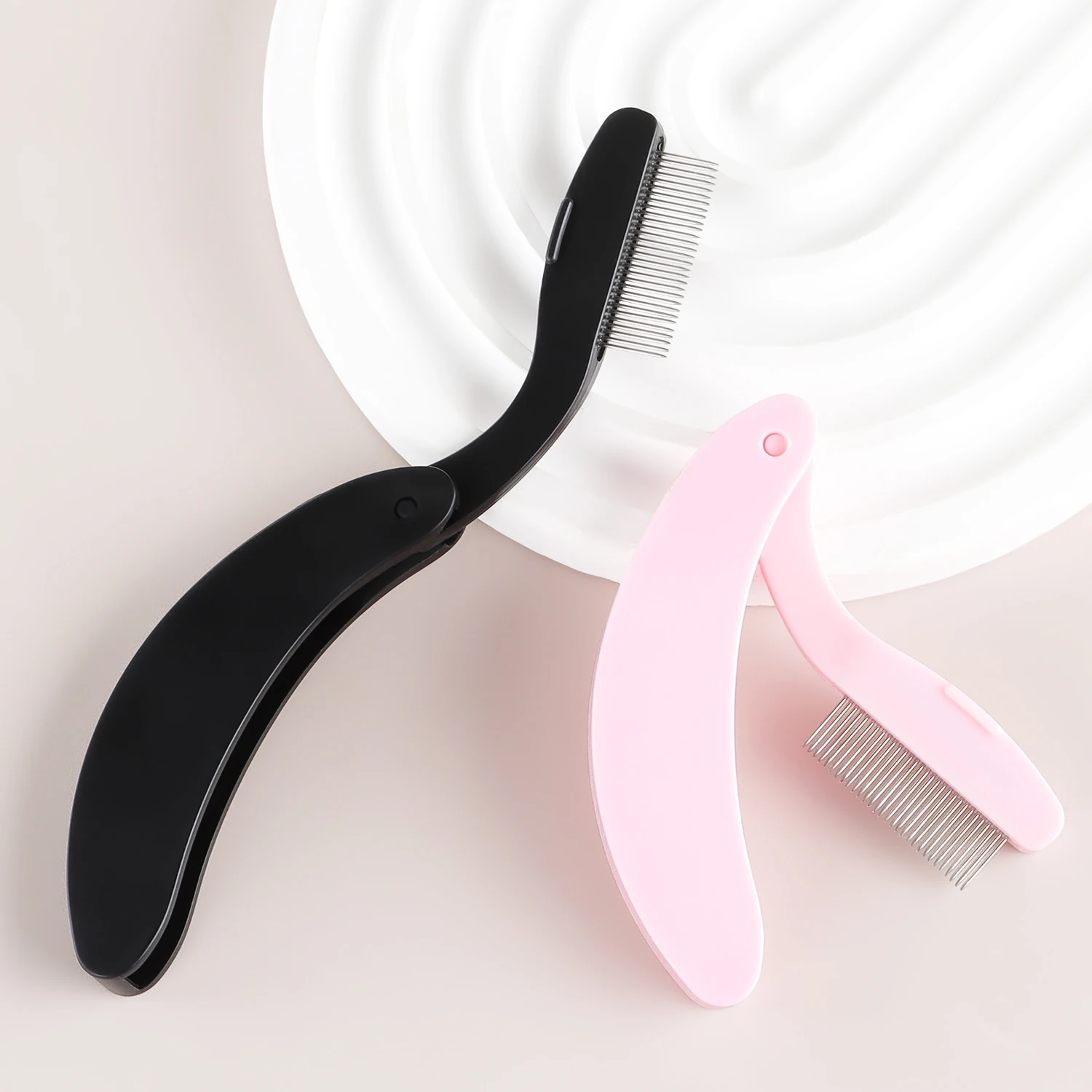 1-حزمة منحني تصميم رمش الجمال للطي فاصل المحمولة رمش فرشاة مشط الرموش الفولاذ المقاوم للصدأ رمش تمشيط أداة #2