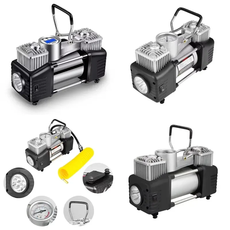 Multifunctional High Pressure Metal Automatic Air Pump with Tire Pressure Monitor and LED Light for Trucks Motorcycles