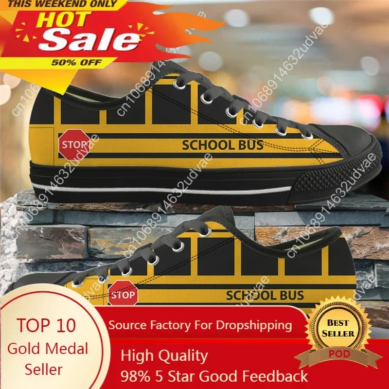 

Yellow School Bus Printed Ladies Shoes Casual Canvas Footwear For Female Low Top Sneakers For Women Vulcanized Girl