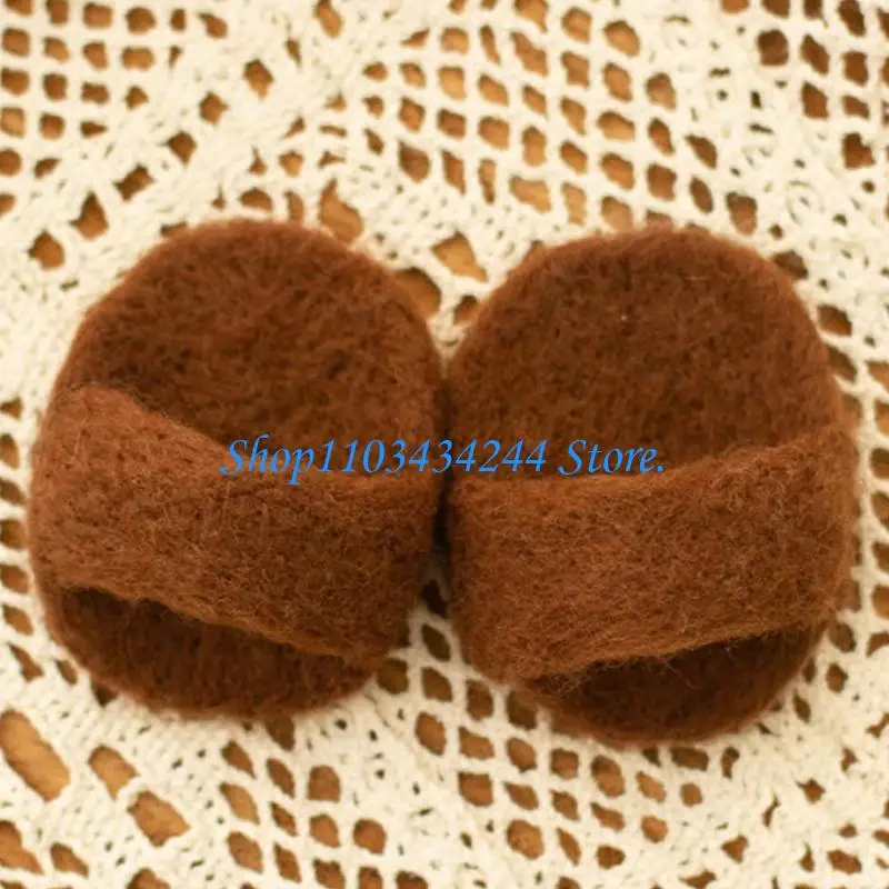  Soft Handmade Felt Props for Newborn Baby Photo Taking Slippers Coffee Cup Phone Pattern Photography Props Accessories