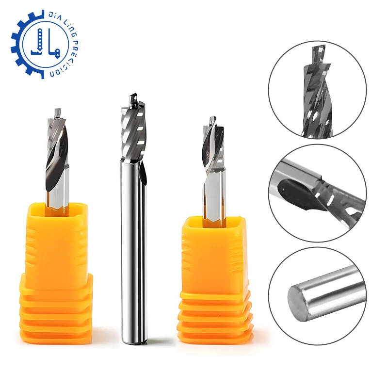 

3.175mm 4mm Solid Carbide Single Flute without edge Milling Cutter CNC one Flute Endless knife Engraver endmill for PVC Acrylic