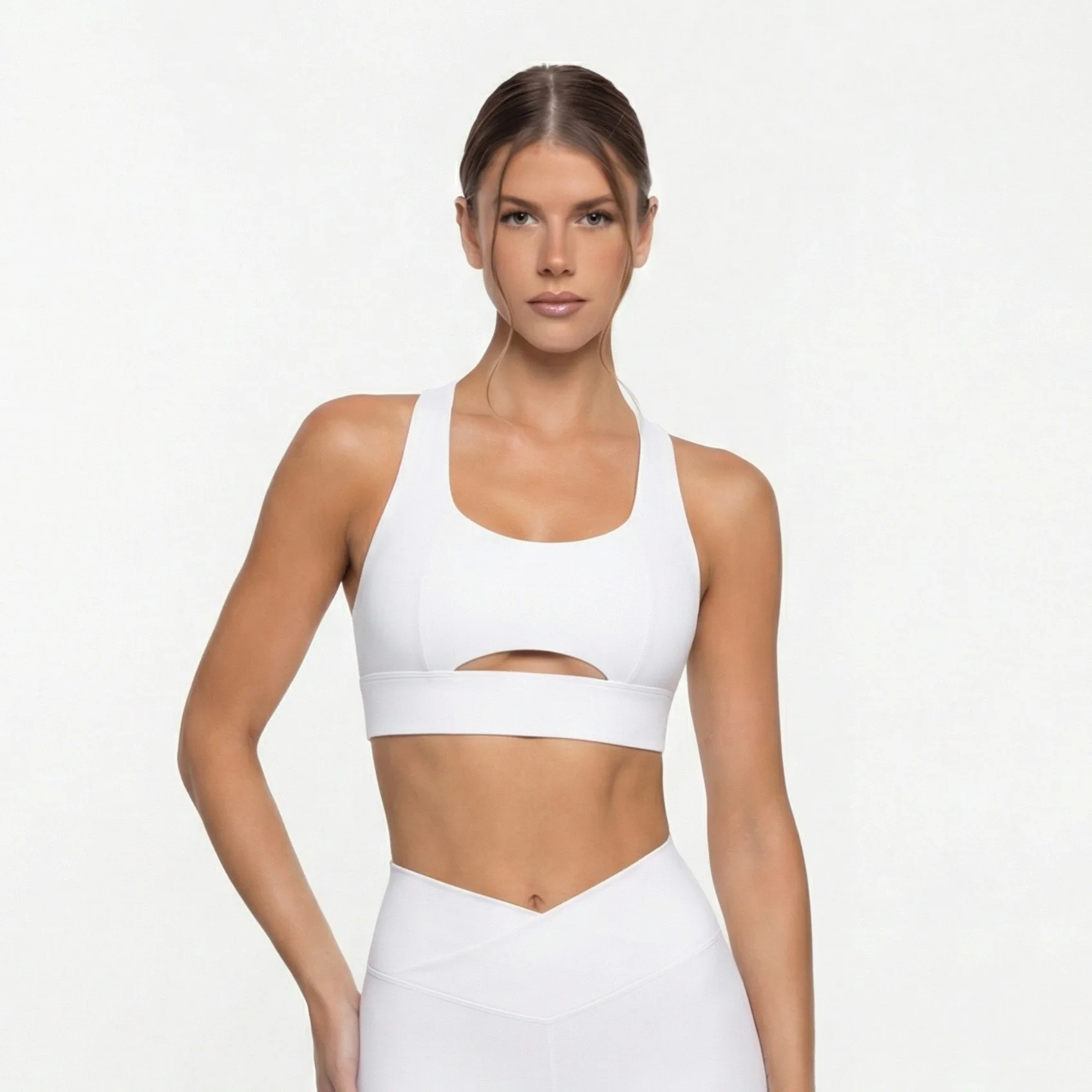 FUBEIKE Summer Gathered Backless Yoga Bra With Chest Pads Tight Sporty Leggings Woman Women's Pants Sportswear Woman Gym