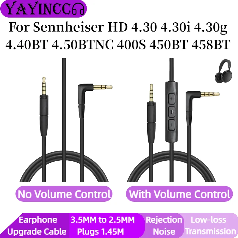 YAYINCC 3.5MM to 2.5MM Cable Extension Cord for Sennheiser HD 4.30 4.30i 4.30g 4.40BT 4.50BTNC 400S 450BT 458BT Headphones