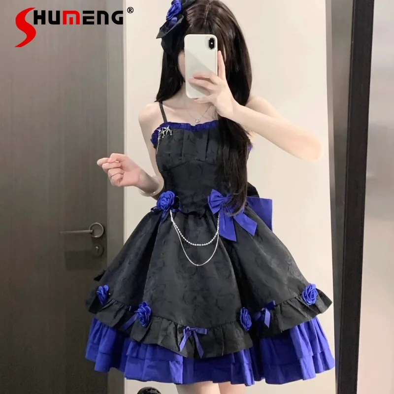 

Japanese Lolita Pure Desire Princess Style Dark Goth Strap Adult Ceremony Birthday Short Pettiskirt Y2k Kawaii Vestidos De Mujer