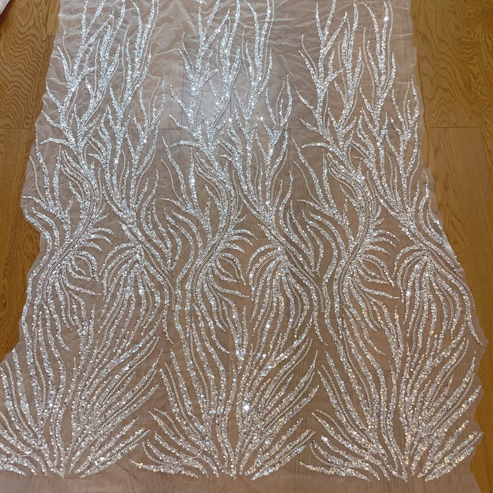 Luxus Abendkleid Stoff, High End Custom, Perlen Pailletten, Hochwertig, Spitzens toff, Hand Näht, RS4272 – Detail 3
