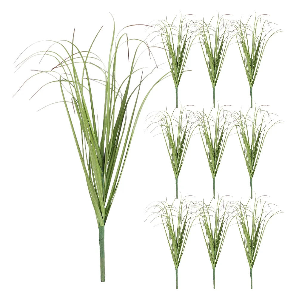 10Pcs Artificial Grass Props Simulation Plant Greenery Bushes Plastic Faux Plant Decor Desktop Home Decoration