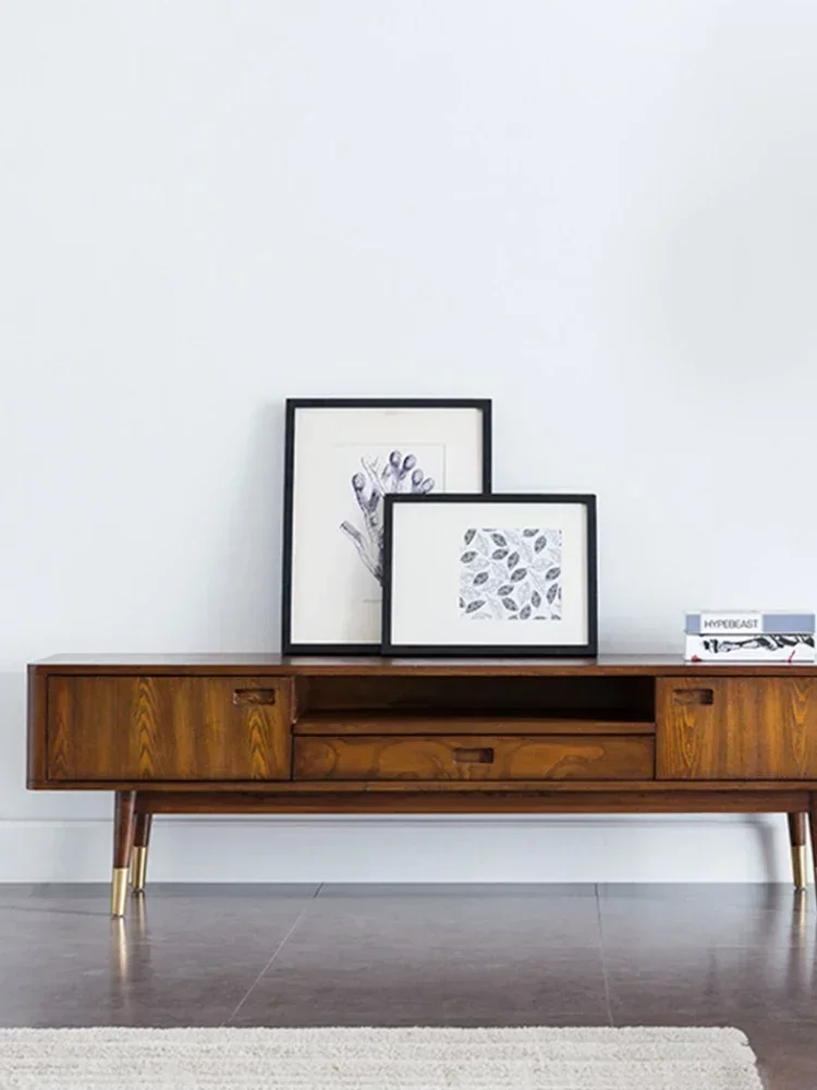 TAO Solid Wood TV Cabinet Living Room Storage Fashion Solid Wood Floor Cabinet Coffee Table Combination Simple TV Stand