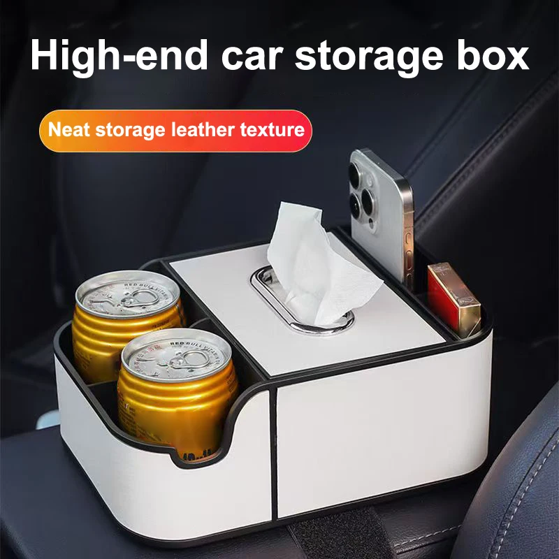 All-Purpose Car Rear Seat Organizer with Two Cup Holders & Tissue Compartment - SUV/Sedan Interior Accessories Storage Box