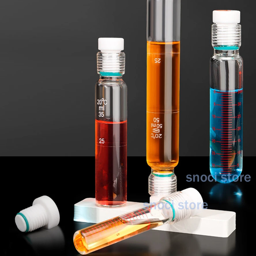 

PTFE Glass pressure tube colorimetric tube flat bottom pressure bottle reaction hydrolysis tube test tube 5ml~100ml，1Piece