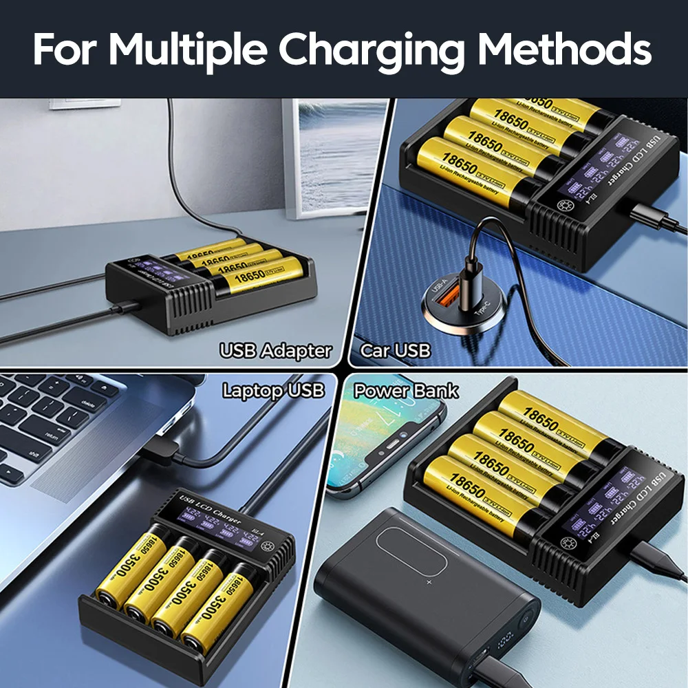 USB ليثيوم أيون ni-mh شاحن بطارية شاشة الكريستال السائل شاحن ذكي اختبار قدرة صغيرة مريحة شاحن بطارية ل 18350 18500 18650