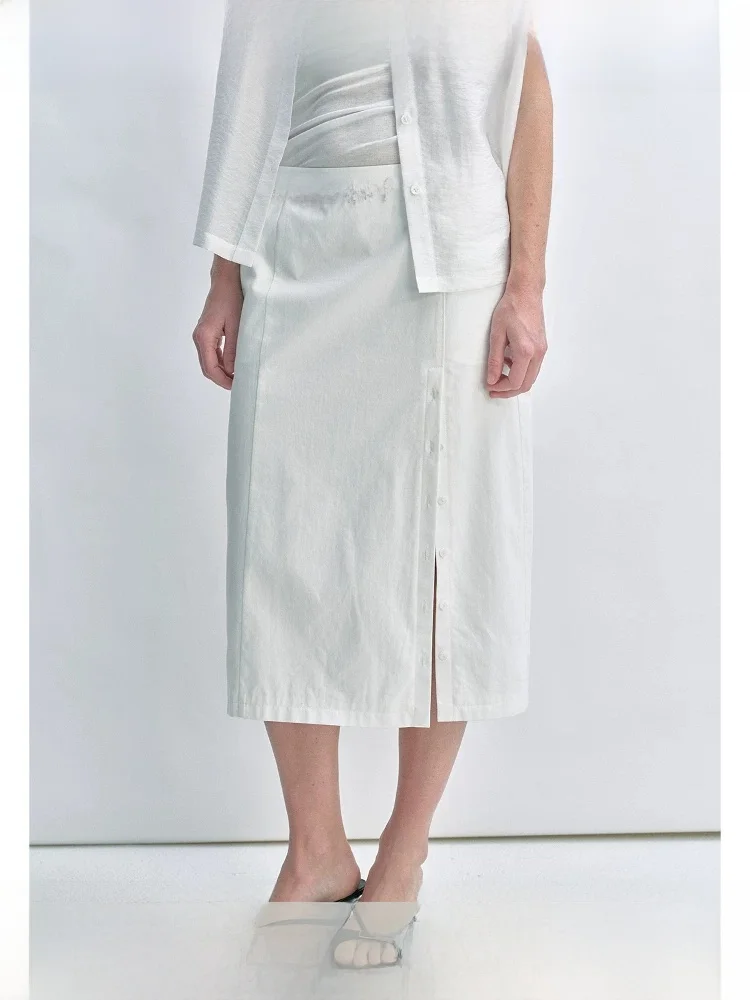 

Юбка миди Planites Vol6 из высококачественного чистого хлопка с декоративными элементами, прямым кроем и боковым разрезом для женщин, для повседневной носки