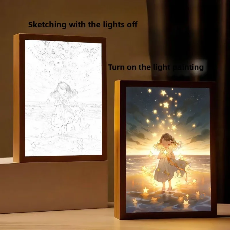 23 cm/9,06 in 3D Anime Licht Malerei Mädchen Engel Foto Nacht Lampe Kreativität Led Tisch Top Display Schlafzimmer Dekoration urlaub Geschenk