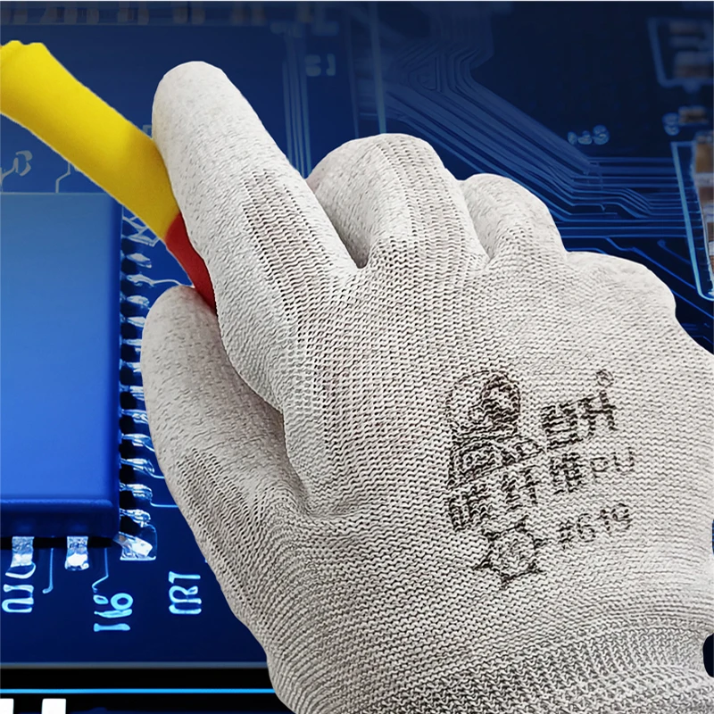 Fine operation gloves lightweight breathable anti-static durable anti slip equipped conductive wire precision workshop gloves