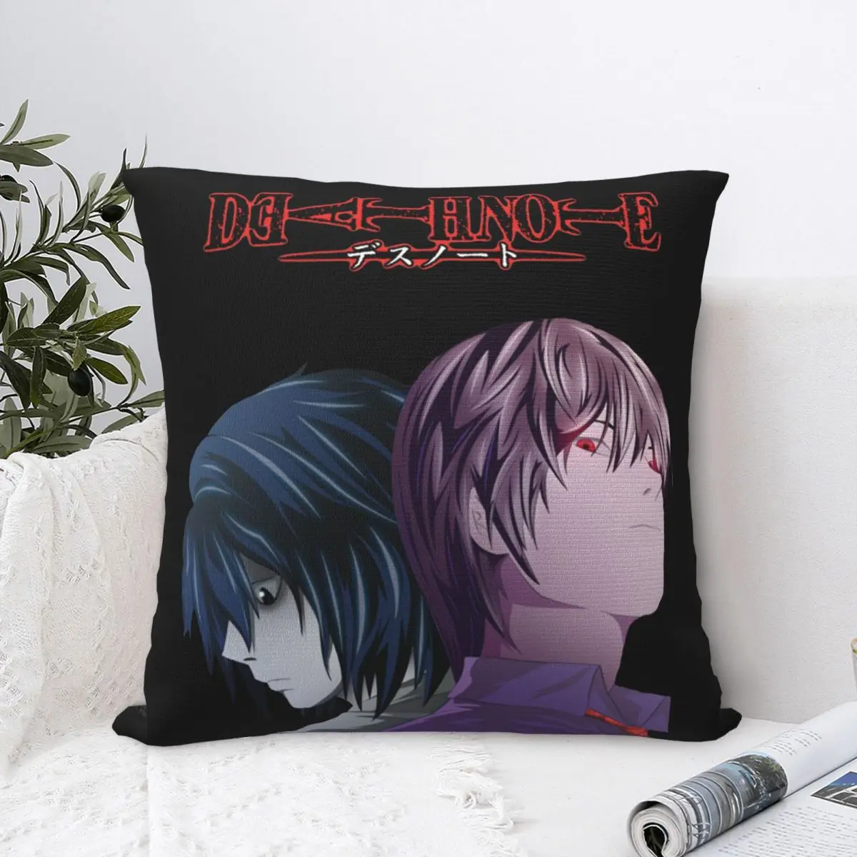 Death Note Classic Square Pillow Cases Anime Manga Lawliet L Light Cushion Cover Polyester Decor Pillowcase for Car 45x45cm