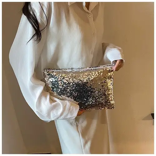 Fashion Women's Sequined Bling Handbag And Purse Small Wedding Party Evening Bag Lady Wristlet Clutch Bag Female Envelope Bag - Image 4