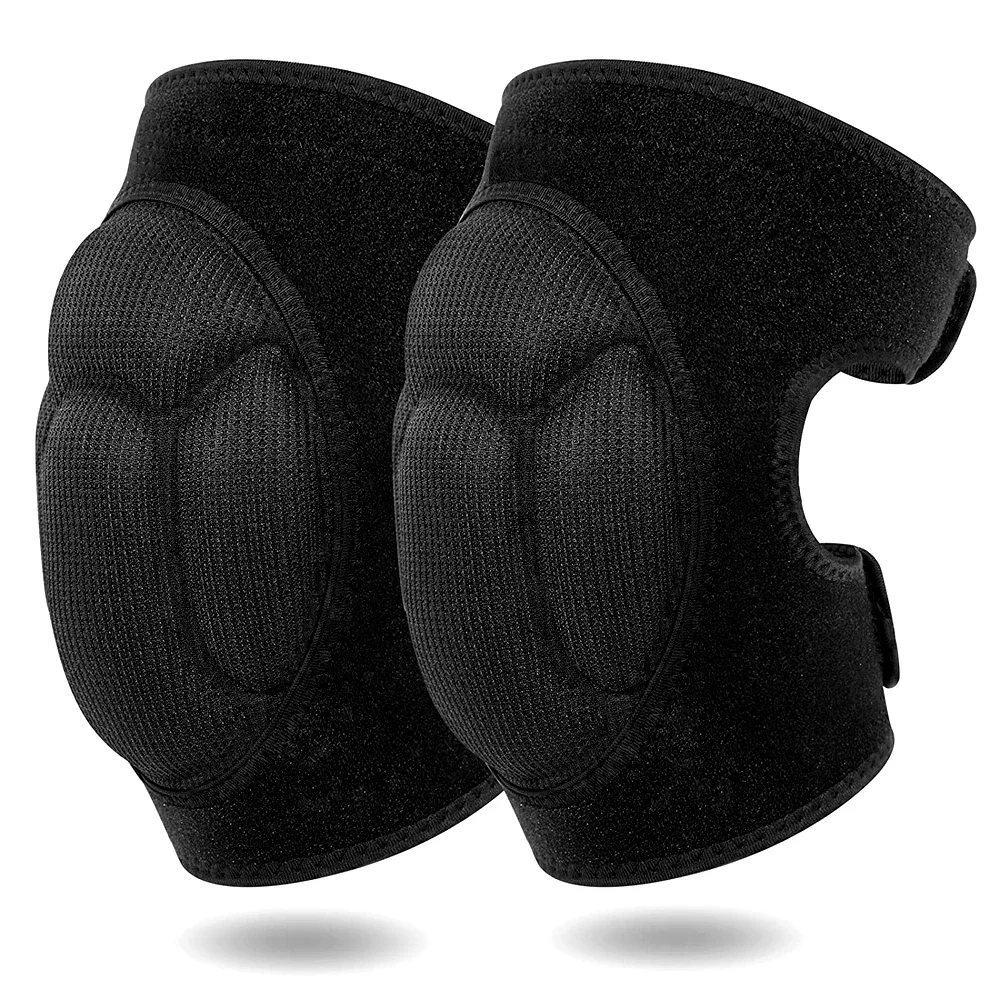 1Pair Adjustable Knee Pads for Cleaning House Floors Gardening Work Carpet Roofing - Soft Inner Liner Comfort Knee Supports.Blac