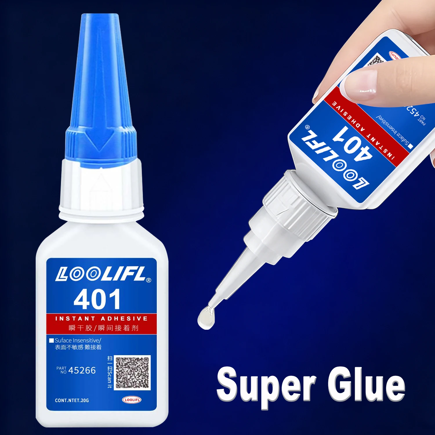 LOOLIFL Super Glue gel Clear Glue, 20g Reparación multipropósito y ajuste rápido para proyectos de cerámica de plástico y metal y mantenimiento