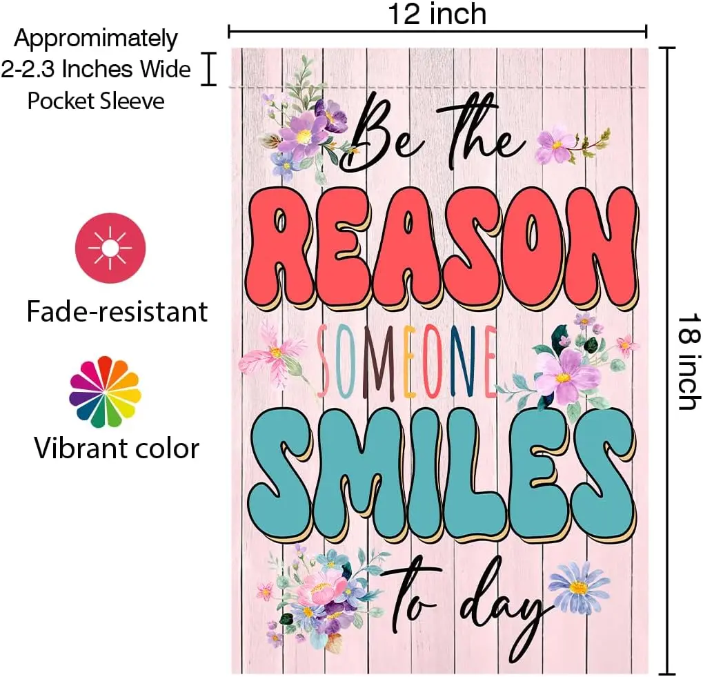 Be The Reason Someone Smiles Today Garden Flag - Pretty 12x18 Garden Flag - Small Yard Decor - Double Sided Flag For Yard, O zzo