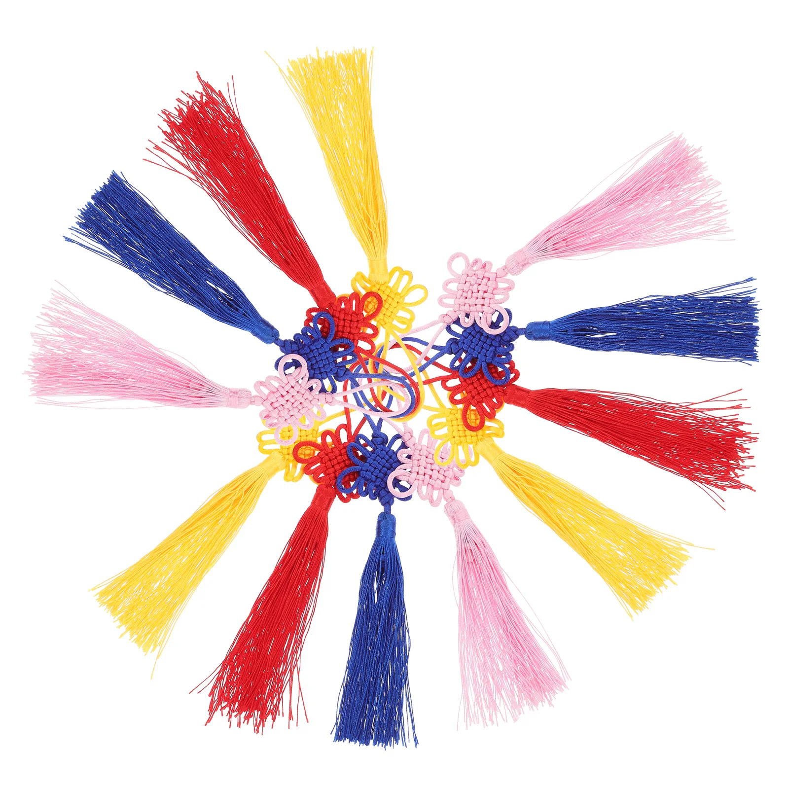 

12Pcs Chinese Knot Tassels DIY Red Handmade Craft Decorations Spring Festival Lucky Charms Mini Tassels for Keychains Bookmarks