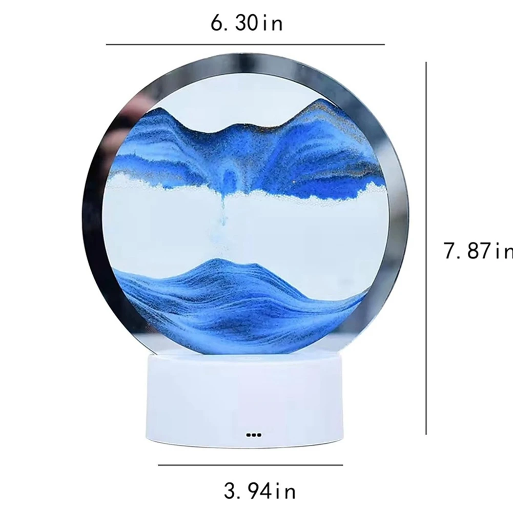 Lampada da tavolo USB con pittura a sabbia fluida 3D HW, clessidra mobile Luce notturna con pittura a sabbia di paesaggio marino profondo, oro durevole facile