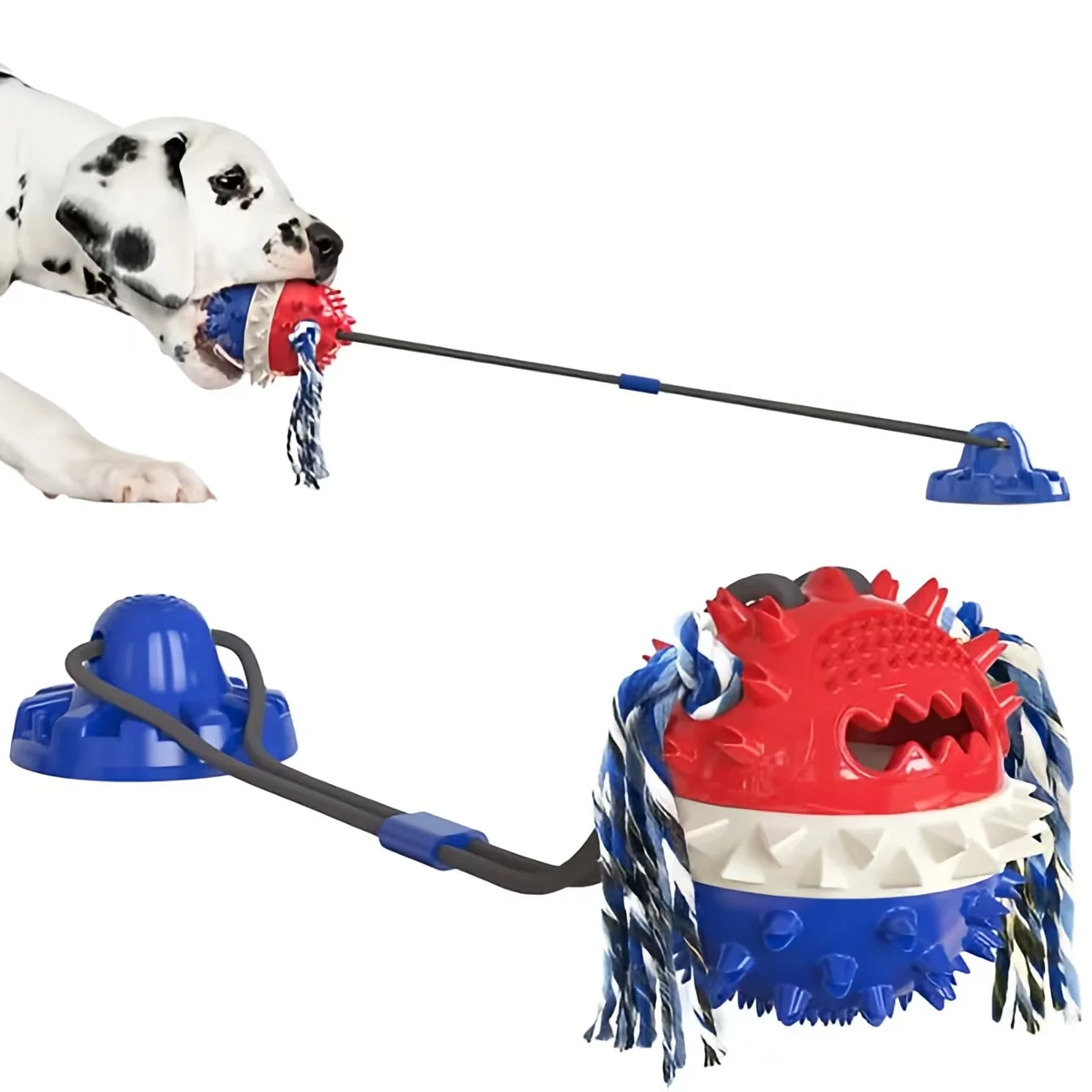 

New pet suction cup teething toys for dogs featuring double suction cups pull ropes and leaky balls