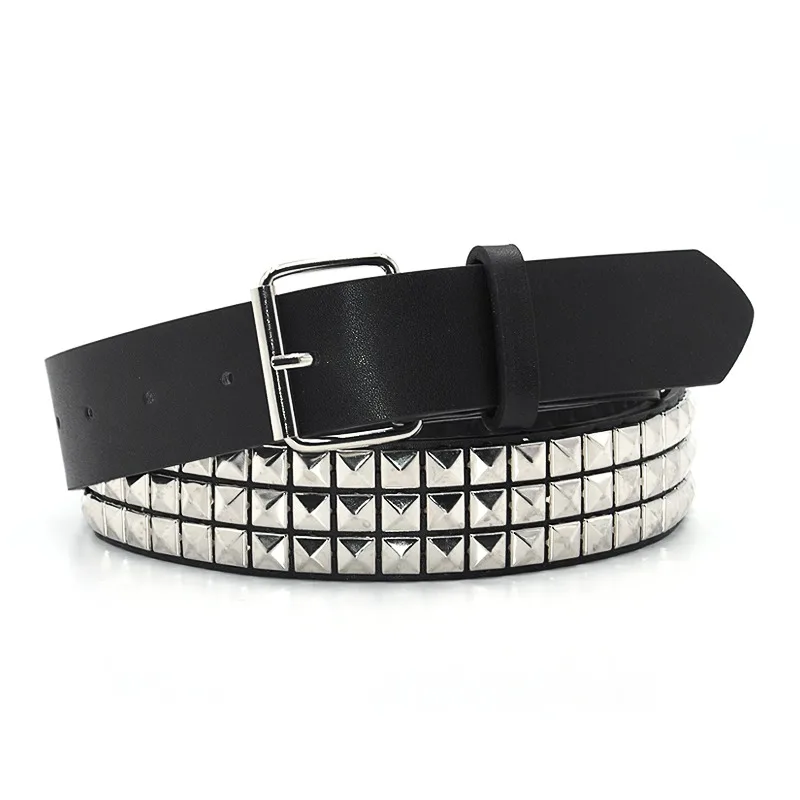 Punk Decorative Belt Square Bead Rivet Belt Fashion Lady Studded Gift Men Goth Rock Wild Adjustable Women Black Belts Waisrband