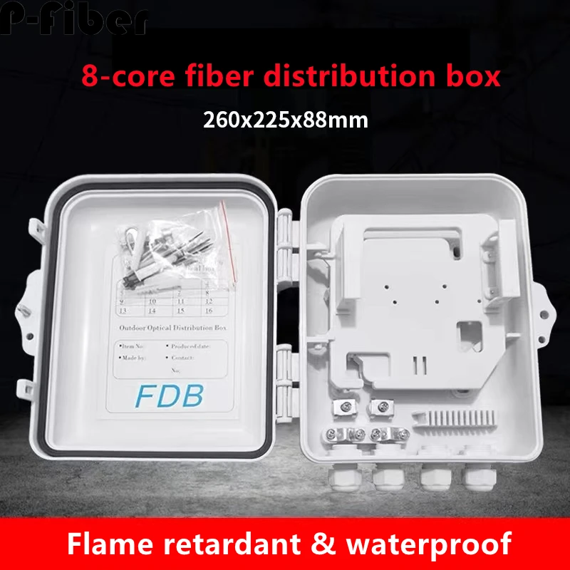 

fiber distribution box 8-core FDB Foreign trade 8 ports optical fiber enclosure box FTTH 260x225x88mm