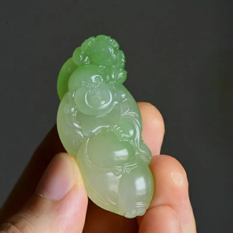 Xuanmei Jade Pendant Qinghai Cuiqing Buddha Gong Laughing Buddha Pendant Jade Pendant