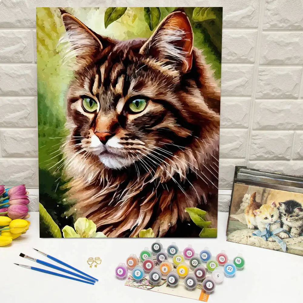 Ölgemälde nach Zahlen, Berglandschaft, DIY, digitale Malerei, Haus, Baum, Landschaft, Bild, Kunsthandwerk auf Leinwand, handgemaltes Geschenk