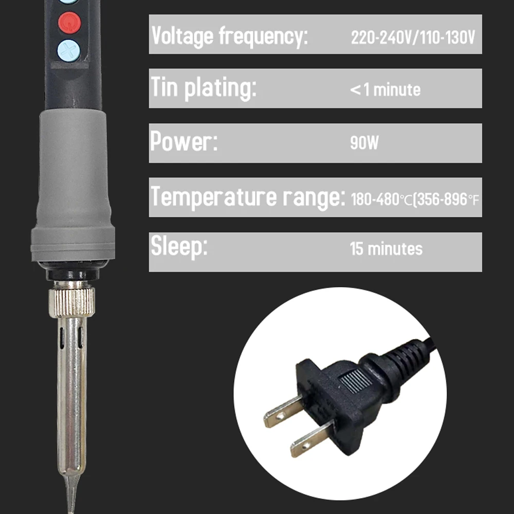 Soldador eléctrico portátil de 90W, temperatura ajustable, calor rápido, pantalla LCD, núcleo de calefacción de cerámica, soldador de reparación