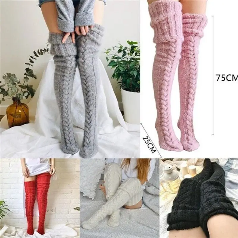 2022 Warm Over Knee Extra Long Knitted Socks Fashionable and warm long socks for women Sexy Over Knee Long Boot Warm Stockings