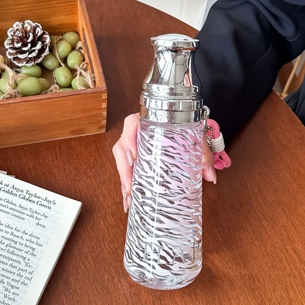 Large Capacity Leopard Print Water Bottle 500ML Bowknot Stars Drink Bottle Cup Lid Dual-use Vintage Kettle for Travel School