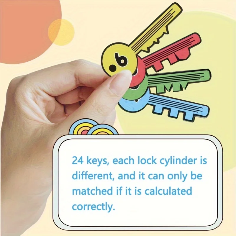 24pcs Number Matching Locks Educational Sensory Toys for Kids Colors Cognitive Logical Thinking Training Enhances Math Skills