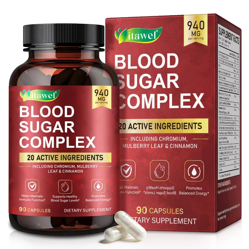 Blood Sugar Support 940mg with Chromium Cinnamon Berberine Alpha Lipoic Acid Gymnema 20 Ingredients for Glucose, 90 Capsules