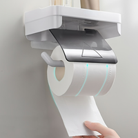 1pc/2pcs Waterproof Wall Mounted Toilet Paper Holder with Roll/Draw Paper Dispenser and Tissue Box Shelf - Bathroom  Rack and Ac