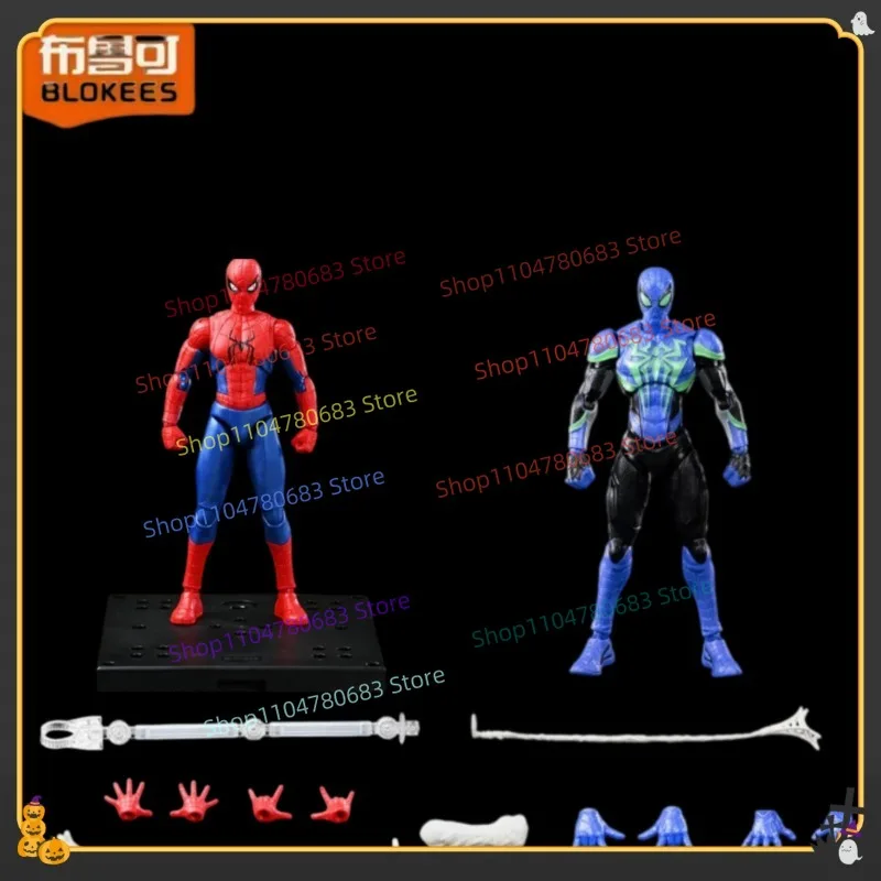 in-stock-blokees-super-hero-marvel-blue-spider‑man-rift-spider‑man-assembled-figure-model-boy-toy-holiday-gift-collection