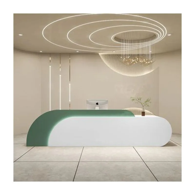 

Half Round Matt White Commercial Center KORIONS Solid Surface Semi Circular Reception Desk