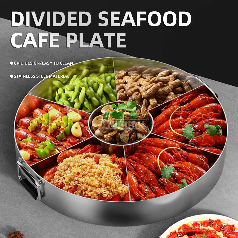 50cm round Thickened Stainless Steel Dividing Disc for Baking with Multiple Flavor Compartments
