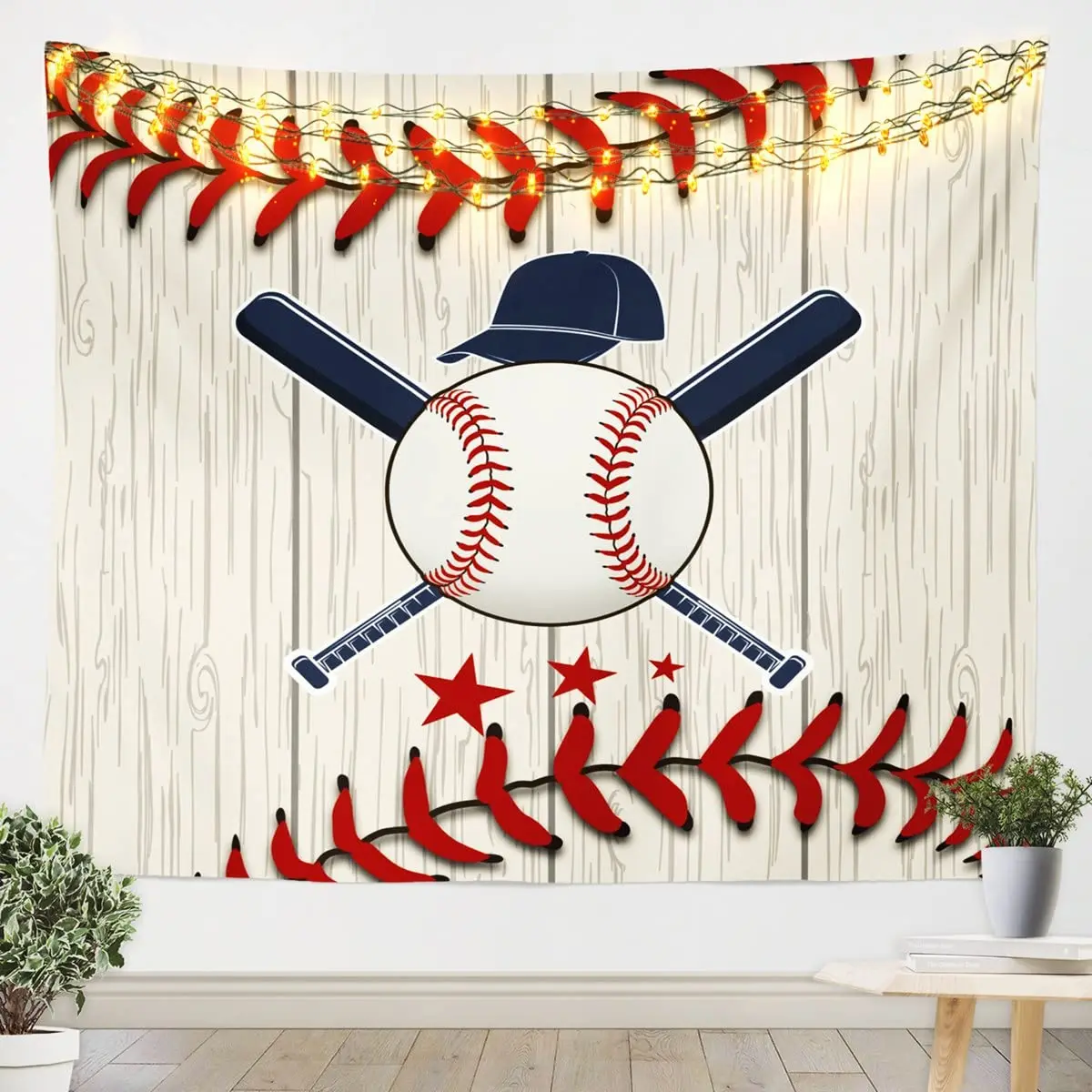 Baseball Tapestry Teens Sports Style Tapestry Baseball Game Tapestry Wall Hanging Art for Bedroom Living Room Dorm Home Decor