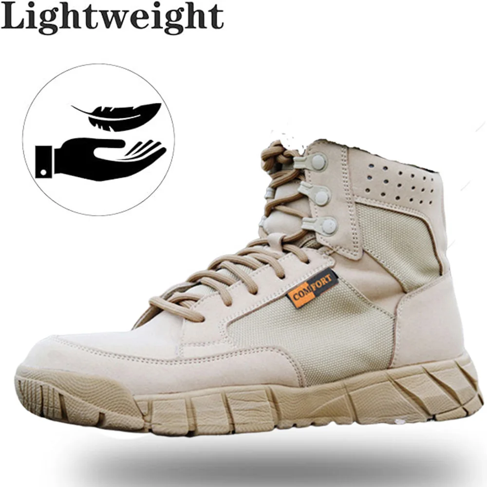 Breathable Lightweight Summer Shoes Tactical Combat Boots Men Outdoor Hiking Desert Boots Male  Middle Ankle Shoe